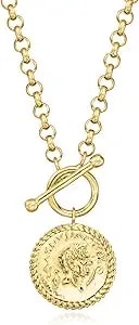 Ross-Simons 18kt Gold Over Sterling Coin Toggle Necklace