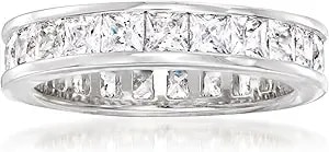 Ross-Simons 2.60 Ct. T.W. Princess-Cut Cz Eternity Band In Sterling Silver