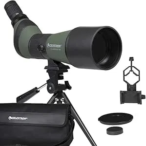 Celestron 52329 Landscout 80mm Angled Spotting Scope With Rubber Armour, Fully Coated Optics, 20–60x Zoom Eyepiece, Tabletop Tripod And Smartphone Adapter, Green