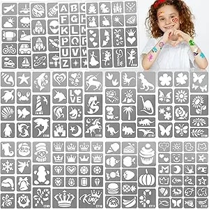 183pcs Temporary Tattoo Stencil Stickers For Kids, Face Body Paint Stencils Kit, Girl Boy Glitter Tattoos Stencils Pack For School Show Birthdays Halloween Christmas Party