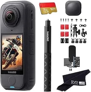insta360 x4 Air Motorcycle Bundle - Lightest 8k 360 Waterproof Action Camera For Epic Adventures, Replaceable Lenses - Bundle Includes Invisible Selfie Stick, Lens Cap, Motorcyle Bundle