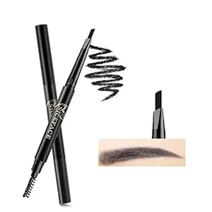 Eyebrow Pencil Black Double Ended Precision Waterproof Brow Cruelty Free(Black #1)