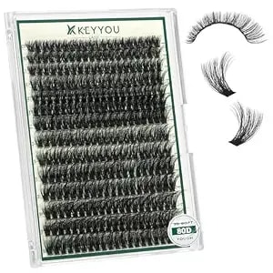 Keyyou Lash Clusters 3d Eyelash Clusters 280pcs 80d D Curl 9-18mix Individual Lashes Wispy Lashes Volume Cluster Lashes Natural Soft Diy Lash Extension