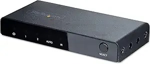 Startech.Com 2-Port 8k Hdmi Switch, Hdmi 2.1 Switcher 4k 120hz/8k 60hz Uhd, hdr10+, Hdmi Switch 2 In 1 Out, Auto/Manual Source Switching, Power Adapter And Remote Included (2port-Hdmi-Switch-8k)