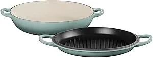 Le Creuset Enameled Cast Iron Multifunction Braiser With Grill Pan Lid, 3.5 Qt., Sea Salt