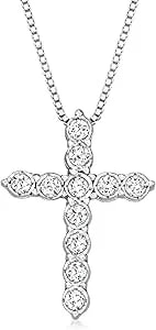 Ross-Simons 0.25 Ct. T.W. Diamond Cross Pendant Necklace In Sterling Silver