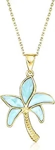 Ross-Simons Larimar Palm Tree Pendant Necklace In 18kt Gold Over Sterling. 18 Inches