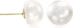 Ross-Simons 10-11mm Cultured Button Pearl Stud Earrings In 14kt Yellow Gold