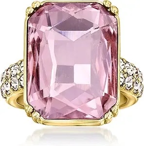 Ross-Simons 14kt Yellow Gold-Plated Ring With Simulated Pink Gemstone And .81 Ct. T.W. Czs