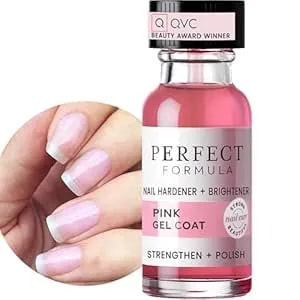 Perfect Formula Pink Gel Coat – Rosey Glow Nail Strengthener & Keratin Treatment, 0.6 Oz - Protein-Rich, Glossy Pink Gel Nail Polish For Damaged Nails - Supports Growth & Repair