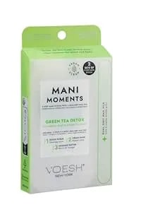 Voesh Mani Moments, Two Sets Of Mani In A Box 3 Step + Nail File, Green Tea Detox, Manicure Kit, Hand Care, Nail Supplies, Home Manicure