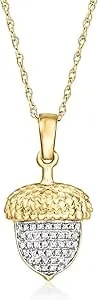 Ross-Simons Diamond Acorn Pendant Necklace In 14kt Yellow Gold. 18 Inches