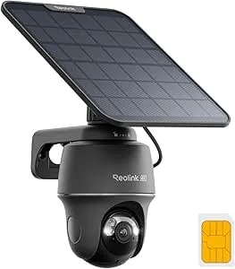 Reolink 4K 4G Cellular Security Camera Wireless Outdoor, No Wifi 360 PT With 360 Auto Tracking, Smart AI Detection, Color Night Vision, 512G Local Storage, SIM Card Included, Go PT Ultra-Grey+SP2