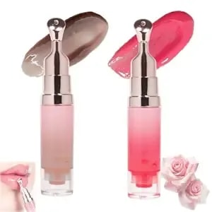 Limuva Brightening Lip Serum, Limuva Lip Serum, Hydrating & Plumping Tinted Lip Gloss, High Shine No Sticky Feel, Nourishing For Dry Chapped Lips (03+04)