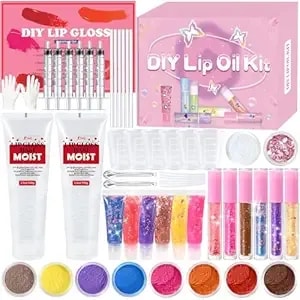 Juyrle Lip Gloss Making Kit- Diy Fun Lip Gloss Kit, Make Your Own Lipgloss With Moisturizing Lip Gloss Base, Pigments, Tubes, Diy Lipstick Set, Lip Gloss Set For Teens, Christmas Gift For Girls Women