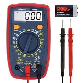 Astroai Digital Multimeter Tester 2000 Counts With Dc Ac Voltmeter And Ohm Volt Amp Meter; Measures Voltage, Current, Resistance, Continuity And Diode, Blue