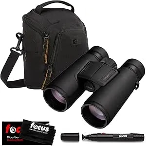 Nikon Monarch m5 12x42 Binoculars Bundle With Dslr And Mirrorless Camera Shoulder Bag With Water-Resistant Eva Base (Black), Focus Lens Cleaning Pen, And Focus Microfiber Cleaning Cloth (4 Items)