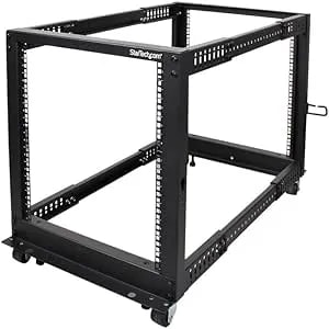 Startech 12U 4-Post Server Rack, 19in Open Frame Rack With 40in (101cm) Mounting Depth And 1200lb (544kg) Weight Capacity, Mobile Or Floor Mount IT Rack