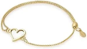 Alex And Ani Path Of Symbols Adjustable Pull Chain Bracelet For Women, Heart Charm, Sterling Silver, 5.5 To 9.5 In