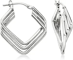 Ross-Simons Italian Sterling Silver Triple-Square Hoop Earrings