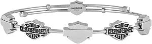 Harley-Davidson Women'S Multiple Bar & Shield Logos Bangle, Silver hsb0126-7