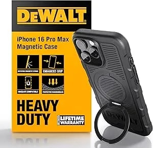 Dewalt 360° Rotatable Magnetic Ring For Iphone 16 Pro Max Case, Heavy Duty Drop Protection Fit For Magsafe W/Stand & Ring Holder, Shockproof Nanobubbles For Iphone 16 Pro Max Phone Case Ostand, Black