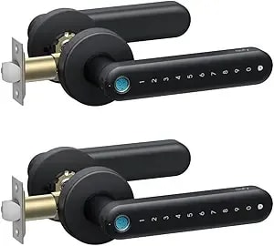 Eufy Security Smart Lock Familock c32 2-Pack, Fingerprint Keyless Door Lock With Handle,Interior Doors, Built-In Wi-Fi, App Control, Auto Lock, 4 Aa Batteries, Alexa/Google,Rekey Not Supported