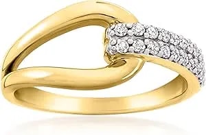 Ross-Simons 0.25 Ct. T.W. Diamond Interlocking Loop Ring In 18kt Gold Over Sterling