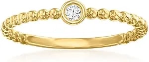 Ross-Simons Bezel-Set Diamond Beaded Ring In 18kt Gold Over Sterling