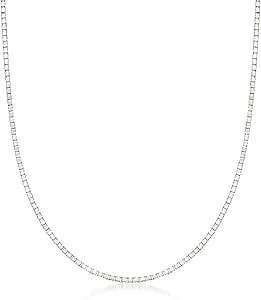 Ross-Simons 0.8mm 14kt White Gold Box-Chain Necklace