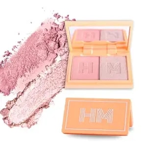 Blush + Brighten Highlighter Duo, Mini Lightweight Blendable Shimmer Blush, High Pigmented Makeup Powder Palettes, Cruelty Free - Just Keep Winning