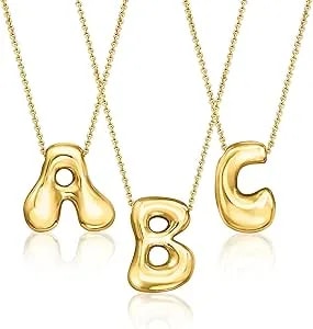 Ross-Simons 14kt Yellow Gold-Plated Bubble Letter Initial Necklace