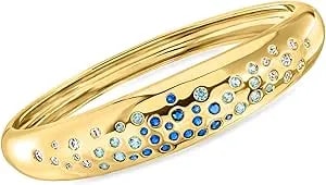Ross-Simons 14kt Yellow Gold-Plated Bangle Bracelet With Simulated Tonal Blue And White Gemstones