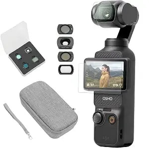 Dji Osmo Pocket 3 Filter Bundle, Vlogging Camera With 1'' Cmos & 4k/120fps - 3-Axis Stabilization, Spotlight Follow, Fast Focusing, Original Standard Combo + Filter Kit + Carring Case + Screen Protector