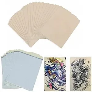 40pcs Tattoo Practice Skins With Tattoo Transfer Paper Kit Includes 30pcs a4 Size 4 Layers 8.5" X 11" Tattoo Paper And 10pcs 8×6in Double Sided Tattoo Skin Practice