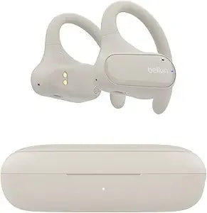 Belkin Soundform Clearfit Wireless Open-Ear Earbuds, Lightweight Sport Earphones, Bluetooth Earbuds W/Long-Lasting Comfort, ipx5 Water Resistance For Iphone, Hiking, Biking, Running, & More - Sand