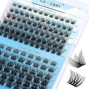 Cluster Lashes Gemerry Lash Clusters Fluffy Individual Lashes Two Styles Eyelash Clusters Wide Stem Soft Wispy Eyelash Extension Clusters Diy At Home(Forest/Ocean-0.07-D-8-16mix)