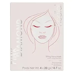 Rodial Pink Diamond Lifting Face Sheet Mask (4 Pack) - Hydrating Bio-Cellulose Sheet Mask With Vitamin C, Diamond Powder & Peptides For Firming, Brightening & Smooth Skin