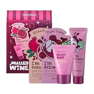 Tonymoly Mulled Wine Mask & Body Serum Set – Holiday Skincare Gift, Secret Santa Gift, Or White Elephant Exchange Idea, 4-Piece Hydrating & Pore Refining Set