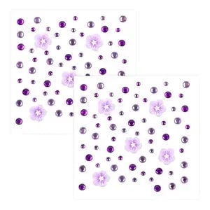 Flowers Face Gems Festival Jewels, Purple Floral Hair Gems, Purple Rhinestone Stickers For Face, Eye, Makeup, Nail, Body, Crafts, Halloween Face Makeup Face Glitter