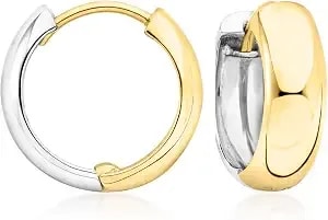 Ross-Simons Sterling Silver And 18kt Gold Over Sterling Reversible Hoop Earrings