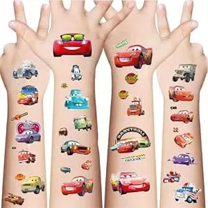 Car Movies Theme Temporary Tattoos, Cute Cartoon Fake Tattoos Stickers, Whether As Party Favors Or Rewards, They Are The Perfect Choice, Set Of 4 Sheets, Each Containing Approximately 16