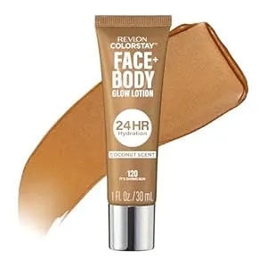 Revlon Colorstay Face & Body Glow Lotion, Hydrating Glow Moisturizer, 24hr Hydration, Illuminating Luminizing Shimmer, 120 It'S Giving Sun