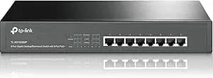 TP-Link 8 Port Gigabit Poe Switch - 8 Poe+ Ports @126W - Plug & Play - Limited Lifetime Protection - Desktop/ Rackmount - Prioritized Power Supply - Sturdy Metal - Shielded Ports (TL-SG1008MP)