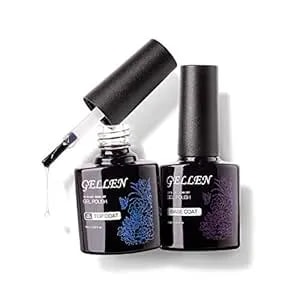 Gellen Gel Top Coat And Base Coat, 2pcs No Wipe Gel Nail Polish, Soak Off Nail Lamp Clear Base Top Coat Long Lasting Finish Nail Art Design Home Gel Manicure Kit
