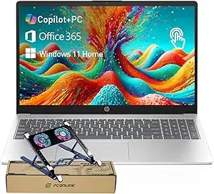 Hp 15.6" Touchscreen Business & Home Laptop, Intel i5-1334u 10-Core Cpu, 8gb Ram, 256gb Ssd, Office 365 For The Web, Ai Enhanced w11h, Long Battery Life, 15-fd0215dx, Bundle With Pco Laptop Cooler
