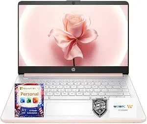 Hp New Everyday Slim Laptop For Students - 2026 Edition - Microsoft Office 365 Included - Intel Core - 11.5 Hrs Battery - Copilot Ai - 4gb Ram, 64gb Ssd - Windows 11 No Mouse - Rose Gold