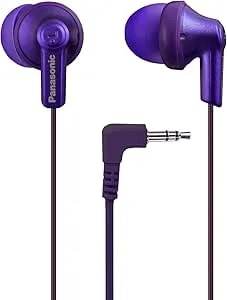 Panasonic Ergofit Wired Earbuds, 3.5mm Jack In-Ear Headphones With Dynamic Crystal-Clear Sound And Soft Ergonomic Custom-Fit Earpieces (S/M/L), For Phones And Laptops - Rp-hje120-Va (Metallic Purple)