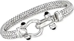 Ross-Simons Italian Sterling Silver Horsebit Bracelet With Black Onyx