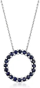 Ross-Simons Gemstone Circle Of Eternity Necklace In Sterling Silver